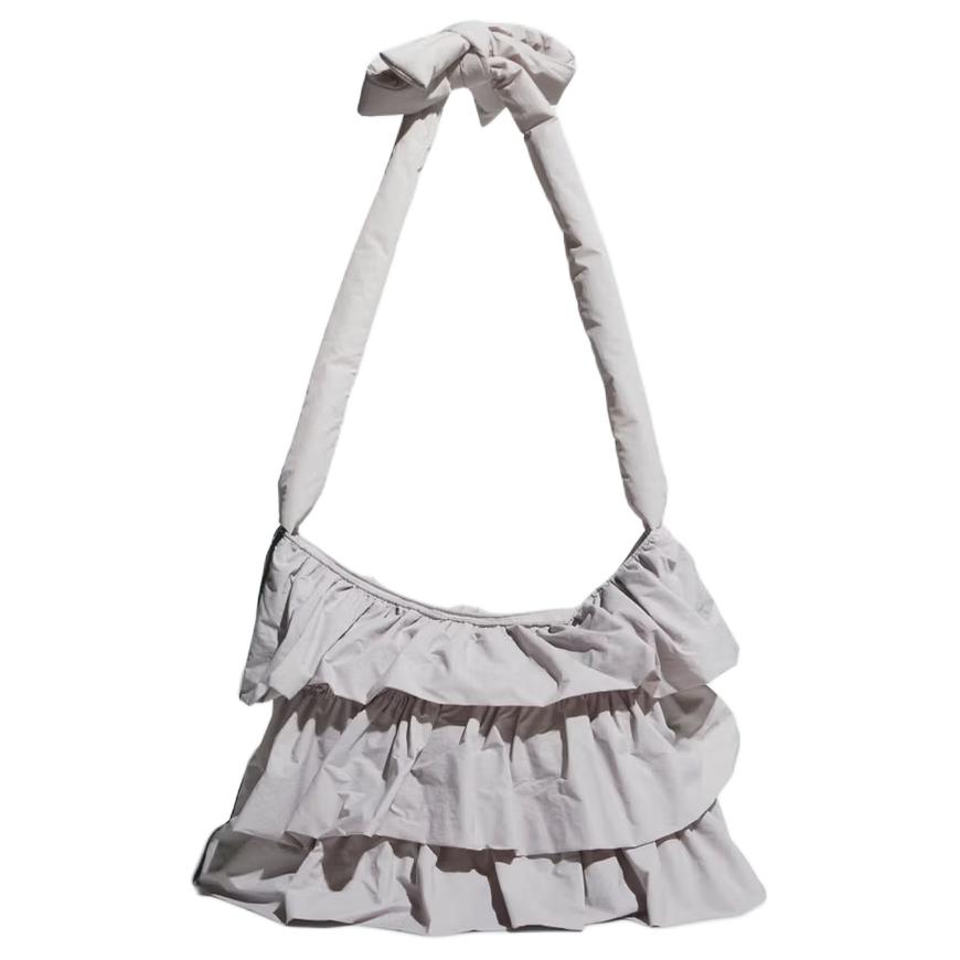 Adidas Originals Double Layer Ruffle Design Fabric Shoulder Bag Women bags Light-Gray IA8913