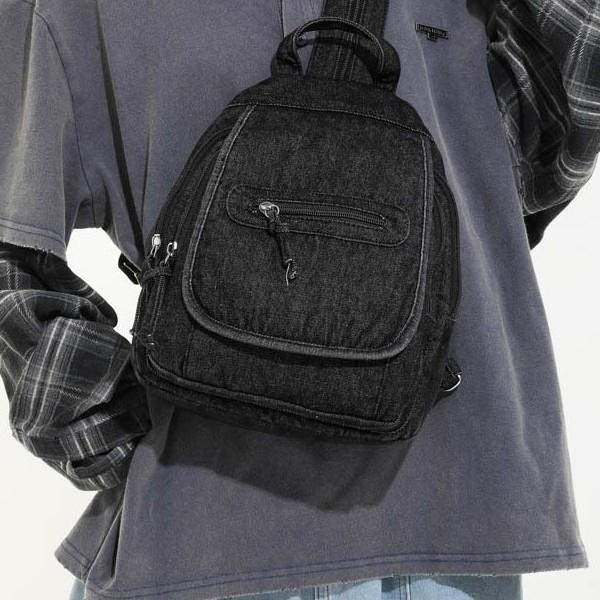 2025 New Japanese Retro Washed Denim Casual Large Capacity Versatile Fashion Breast Bag Crossbody Backpack