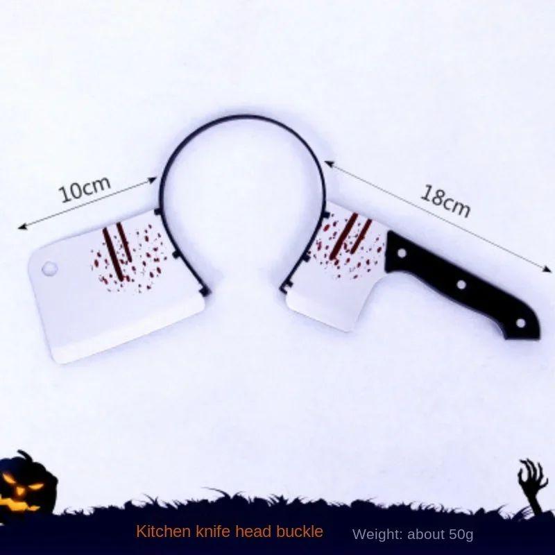 Halloween Horror Props Blood Fake Ax Saws Knife Headband Hair Hoop for Halloween Party Masquerade Mischief Props Decoration