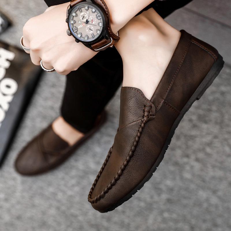 Men's Brown Waterproof Non-Slip Lightweight Moccasin Loafers - British Style Casual & Soft Sole