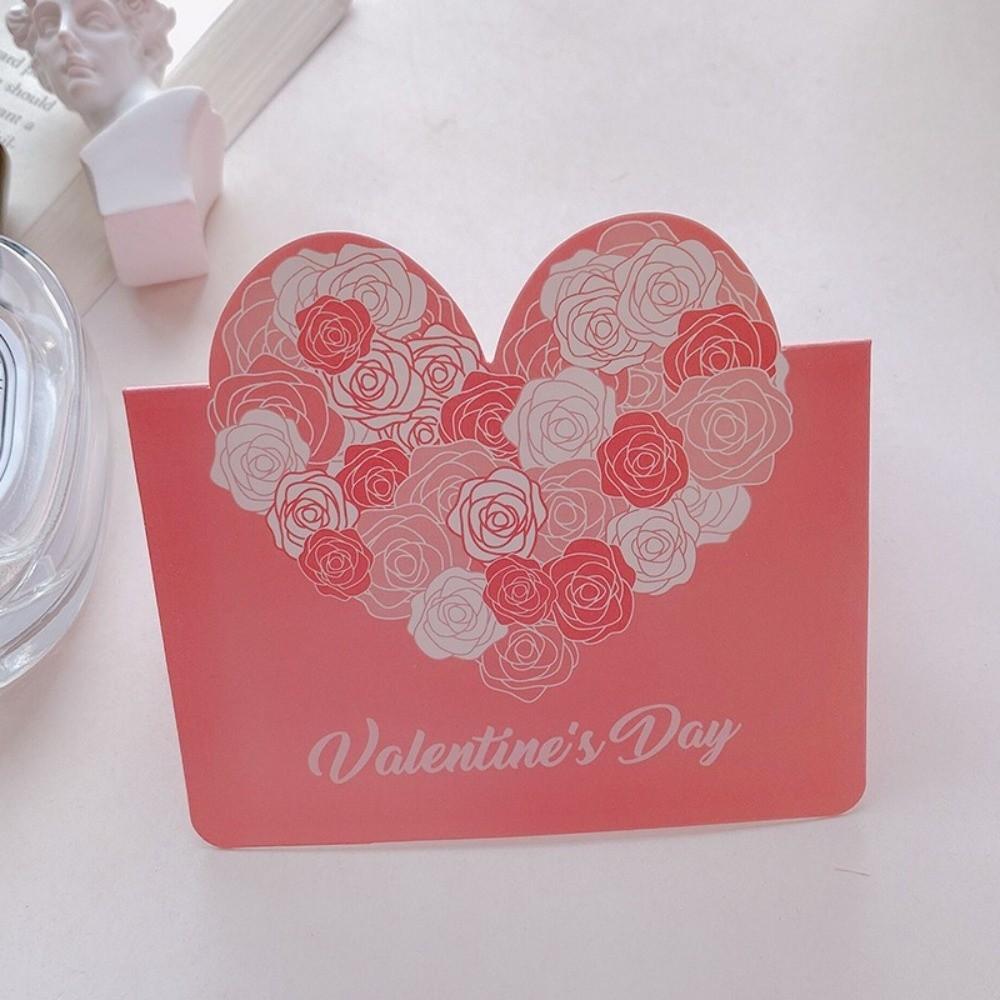10Pcs New Heart-shaped Greeting Cards Handwritten Foldable Gift Card Blank Message Cards Valentines Day