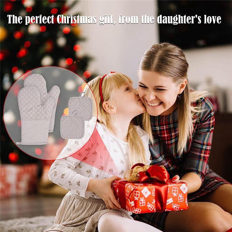 Gute Topflappen und Ofenhandschuhe Hitzebeständig 4 Stück Dicke Baumwolle Rutschfeste Ofenhandschuhe Küchenuntersetzer für den Ofen