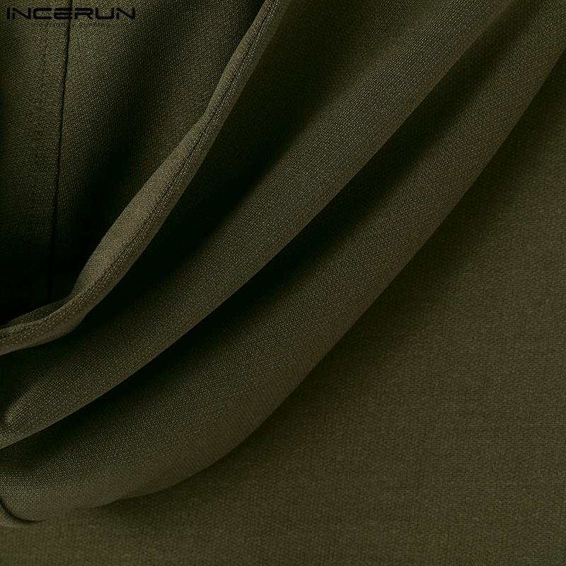 INCERUN Pánské mikiny s kapucí s dlouhým rukávem a krátkým rukávem