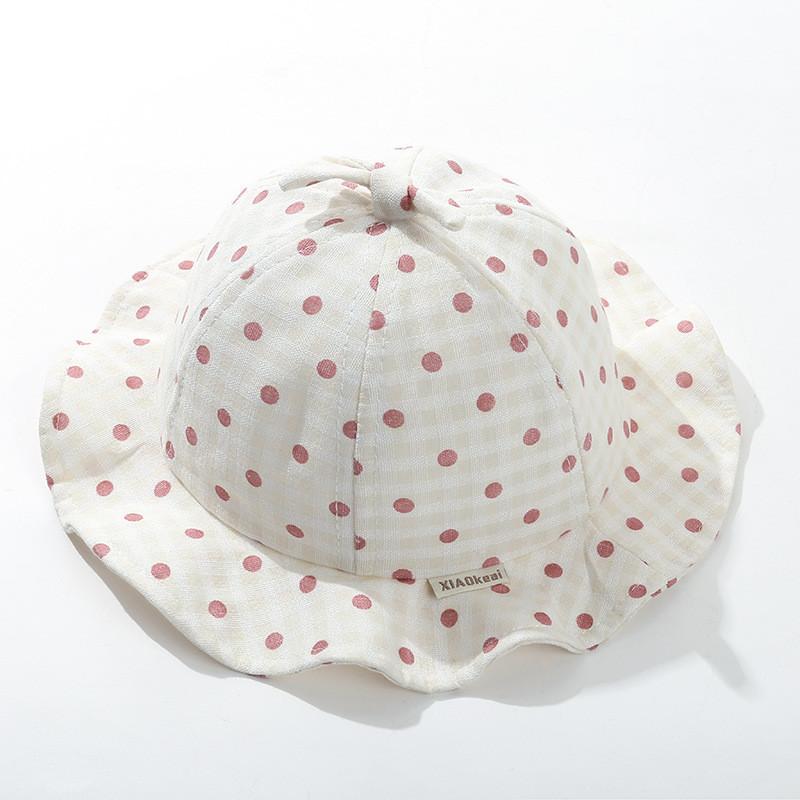 Baby Spring Summer Polka Dot Fisherman Hat With Sun Protection For Infants And Toddlers