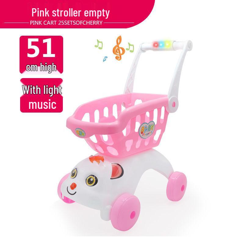 Large Kids' Grocery Cart with Fruit & Vegetable Play Set for Playhouse