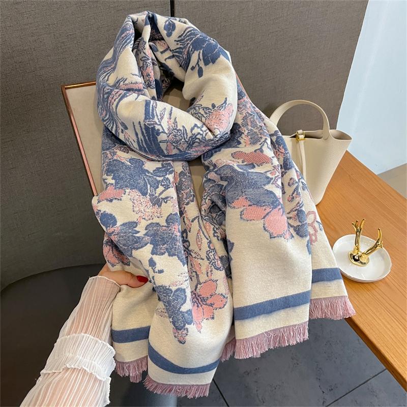 Fashion Luxury Brand Winter Poncho Scarf Women Large Shawl Pashmina Hijab Foulard Echarpe Ethnic Style Design Lady Stole Scarves