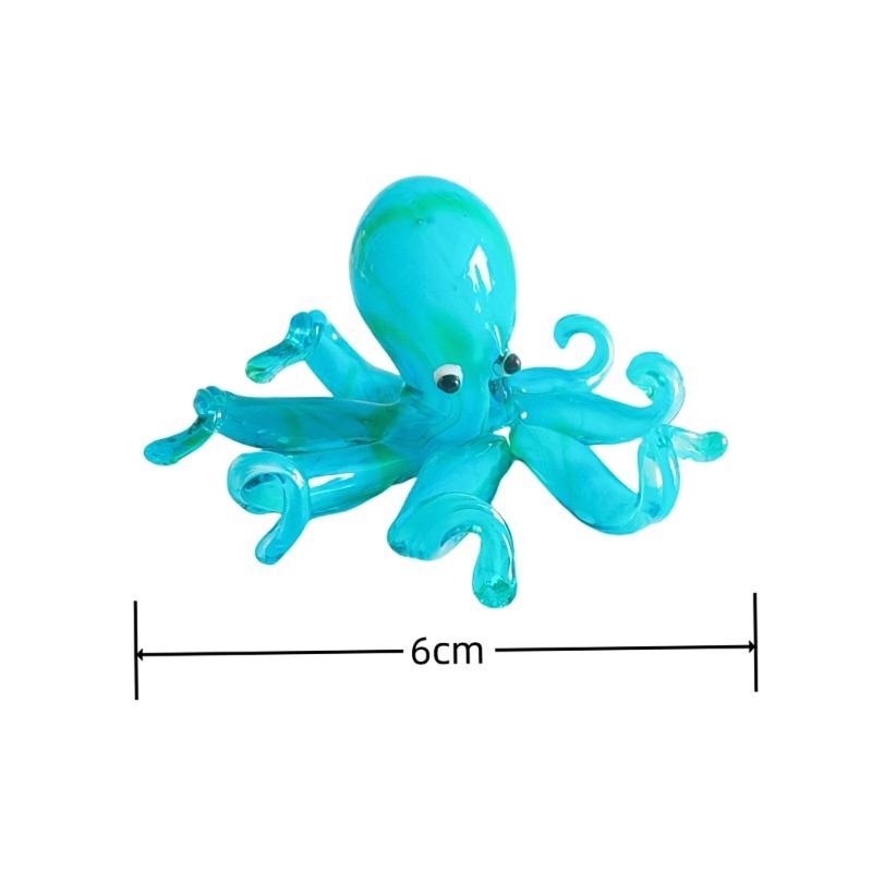Multicolor Octopuses Glass Miniature Figurine Home Office Desktop Decors Car Ornament Gift for Birthdays Valentines Day