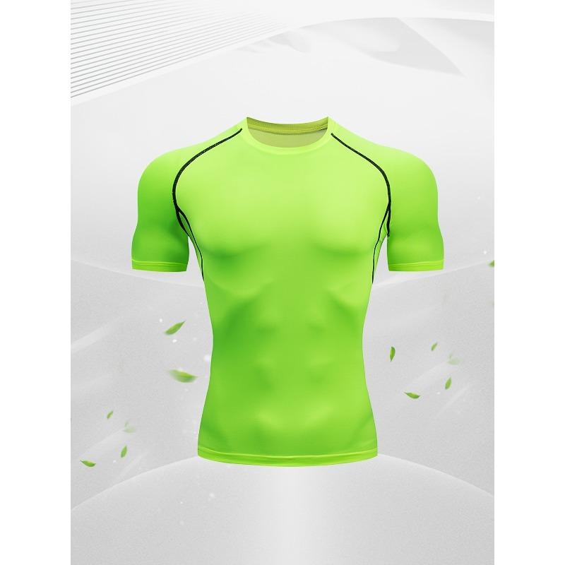Men's Compression Shirt Quick Dry White Plain Gym T-Shirt Solid Color Workout Sportswear