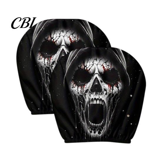 Vehicle Interior Accessories 2Pcs Skull Car Headrest Covers, Cartoon Dog Panda Cat Hedgehog Personalized Decor Design Elastic Auto Seat Protector,