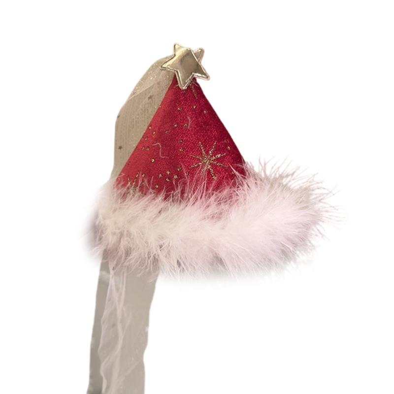 

Праздничная рождественская шляпа заколка для волос милая пушистая заколка принцессы заколка для волос для праздничных вечеринок и торжеств красный