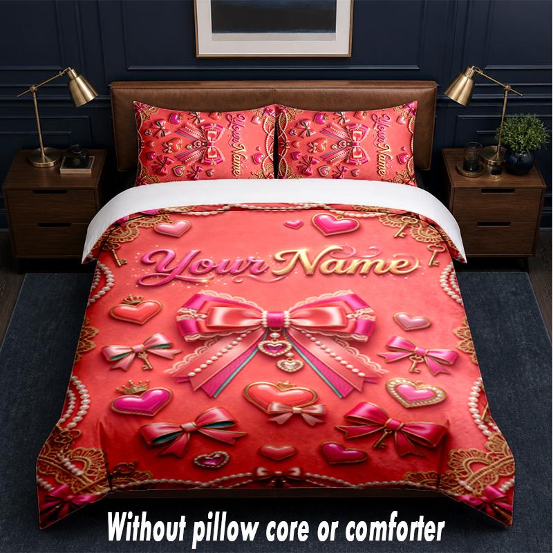 Decorative Artwork Theme Custom Text Or Name 3Pcs Bedding Set,1 Flat Sheet & 2 Pillowcases Personalized Home Bedding