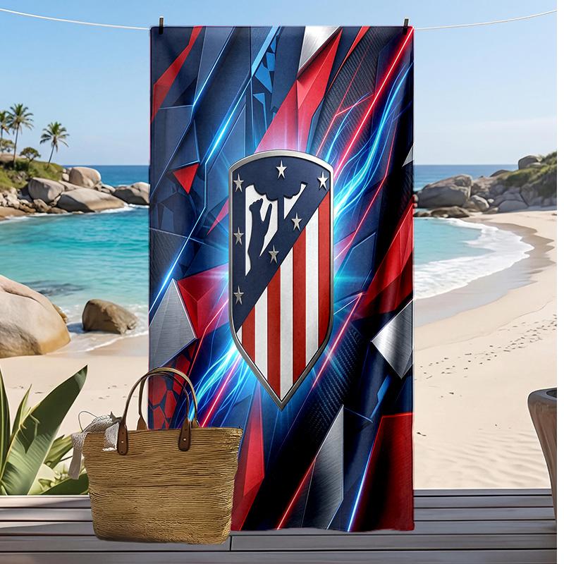 Πετσέτα Παραλίας Atletico Madrid Εκτυπωμένη Γρήγορου Στεγνώματος Μαλακή Πετσέτα Φορητή Μεγάλη Ορθογώνια Κουβέρτα Παραλίας για Ταξίδι Πισίνα