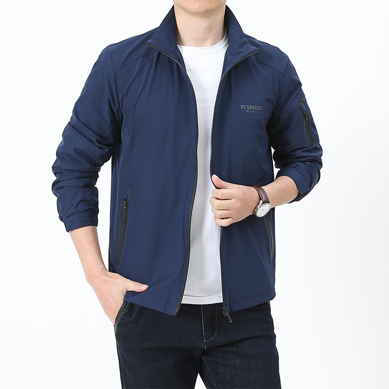 Spring and Autumn New Elastic Jacket Men's Casual Fashion Four-Sided Elastic Jacket Windbreaker Stand-up Jacket
