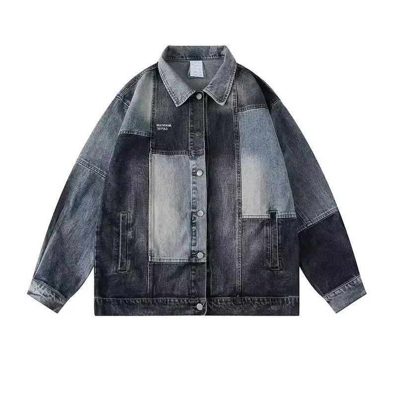 Unisex Retro Denim Motorcycle Jacket: Autumn/Winter Casual Trend, Loose Fit with Lapel