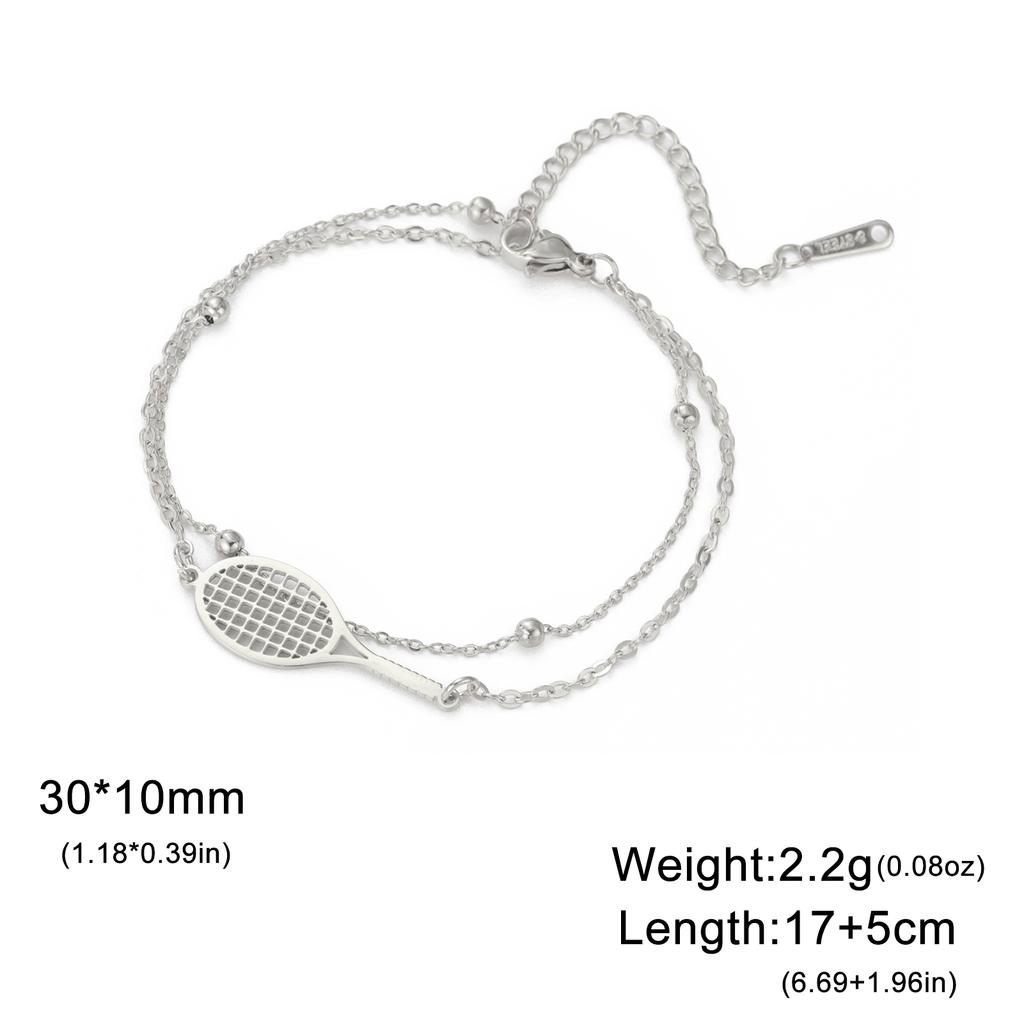 Teamer Braccialetto con Ciondolo Racchetta da Baseball Tennis Acciaio Inossidabile Braccialetto con Pallina Sportiva per Donne Ragazze Gioielli Casual Raffinati