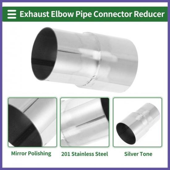 Mandrel Exhaust Pipe Adapter Concentric Reducers 2.25"OD To 2.35"OD Silver Tone