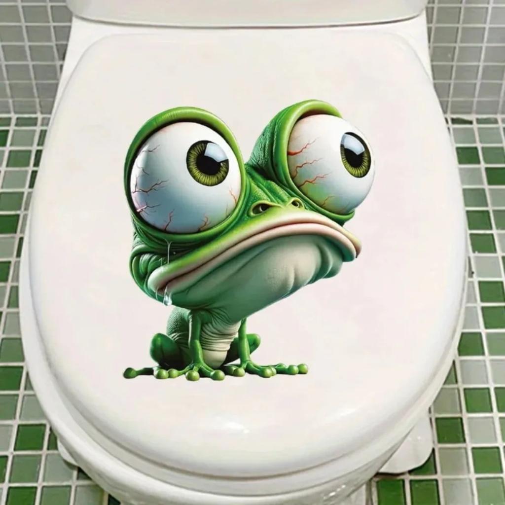 1 ks Kreslená žába Samolepka na záchod Samolepicí Vodotěsná Odstranitelná Vtipná samolepka do koupelny Dekorace na záchod do auta WC doplňky