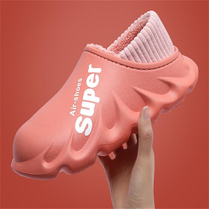 Fashion Litfun Winter Warm Cotton Slippers Indoor And Outdoor Waterproof Walking Shoes Fluffy Non-Slip Sandals For Women Men Slippers