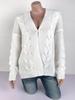 2023 Fall/Winter Cable Knit Cardigan: Chunky European & American Style Solid Sweater for Women