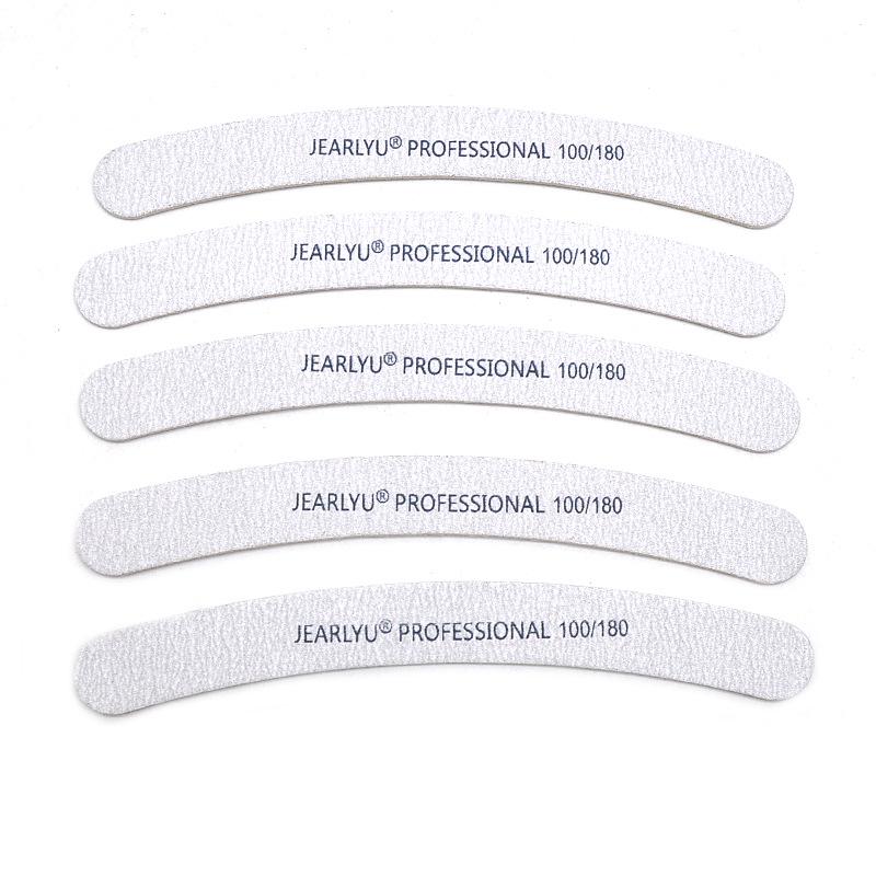 Premium Thick Nail Art Wood File - High-Quality Gray White Sandpaper, Knife & Half Moon Shape