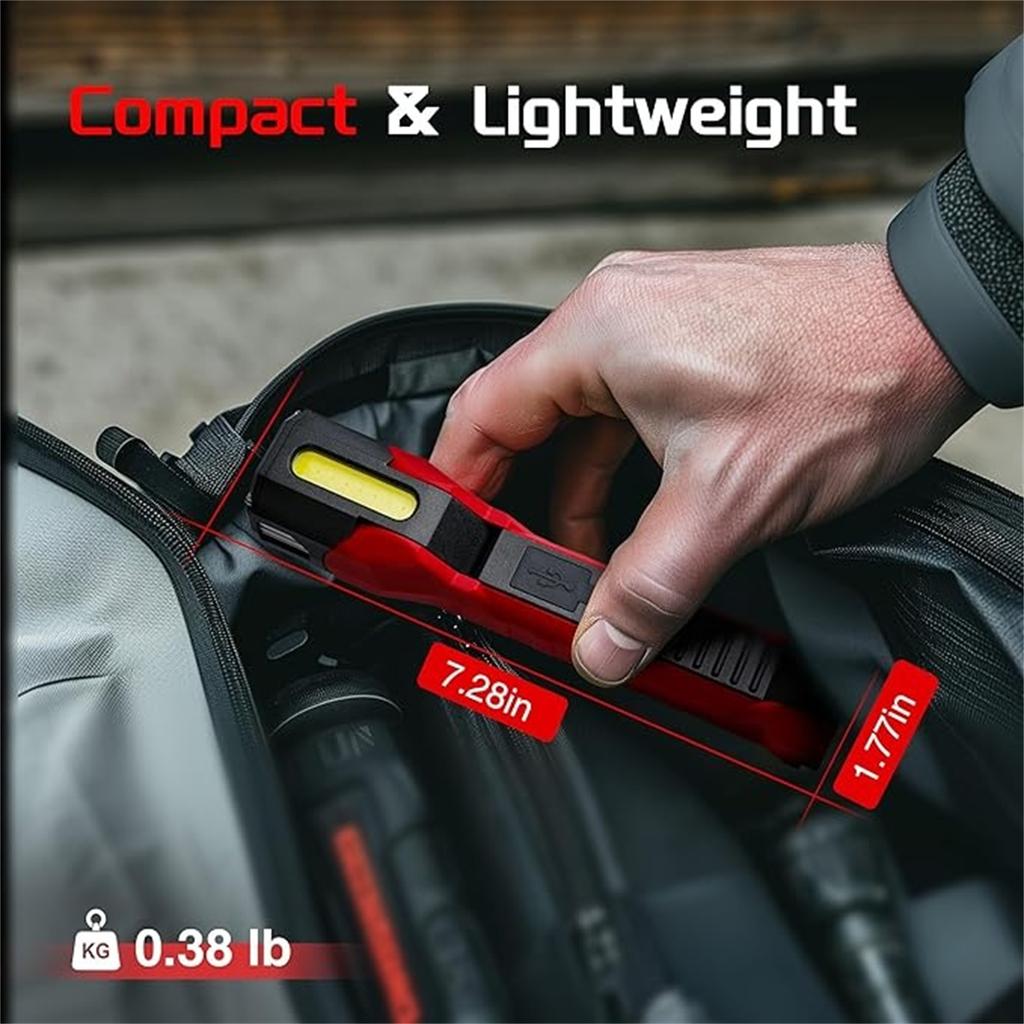 180° Rotating Work Light – Multi-Functional Flashlight with Pen Holder & Magnetic Base for Workshop, Car, Camping & 