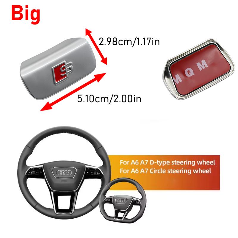 For Audi RS3 1Pc 3D Metal Car Steering Wheel Badge Logo Emblem Sticker For Audi A7 A3 A4 A6 A5 Q5 A1 Q7 Q3 Q4 TT SQ5 RSQ3 RS Q8 S3 S4 RS5 RS6