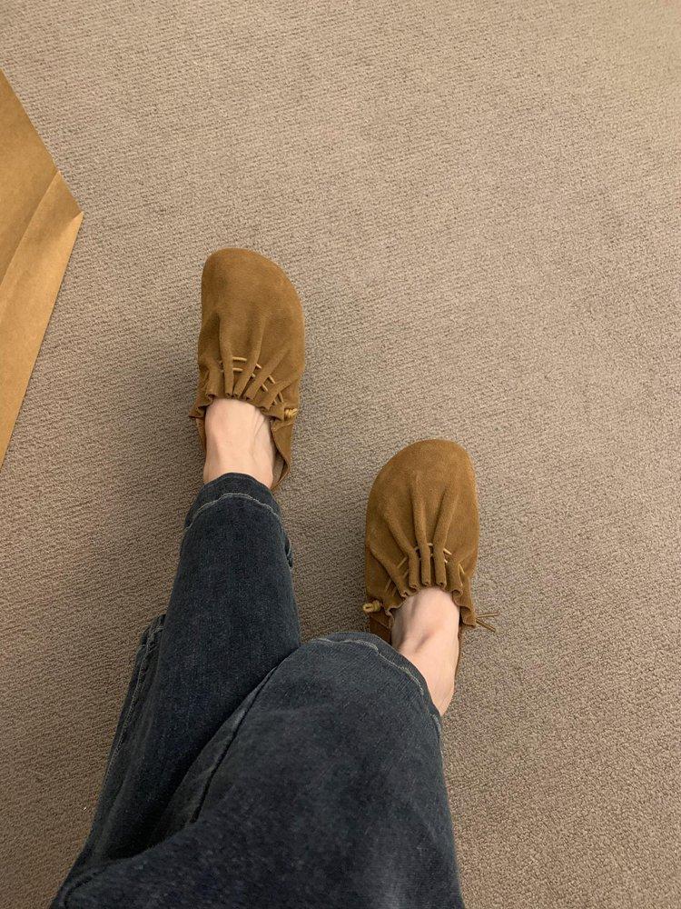 

Версия из мягкой кожи ~ женская обувь Neizeng Boken, полудышащая, осень и зима, новая ретро-мода, универсальная, с одной педалью, ленивая сумка, голова, дышащая 40