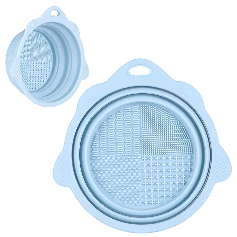 Foldable Silicone Makeup Brush Cleaner Bowl - Portable Cleaning Tool for Brushes, Powder Puffs, and Sponges
