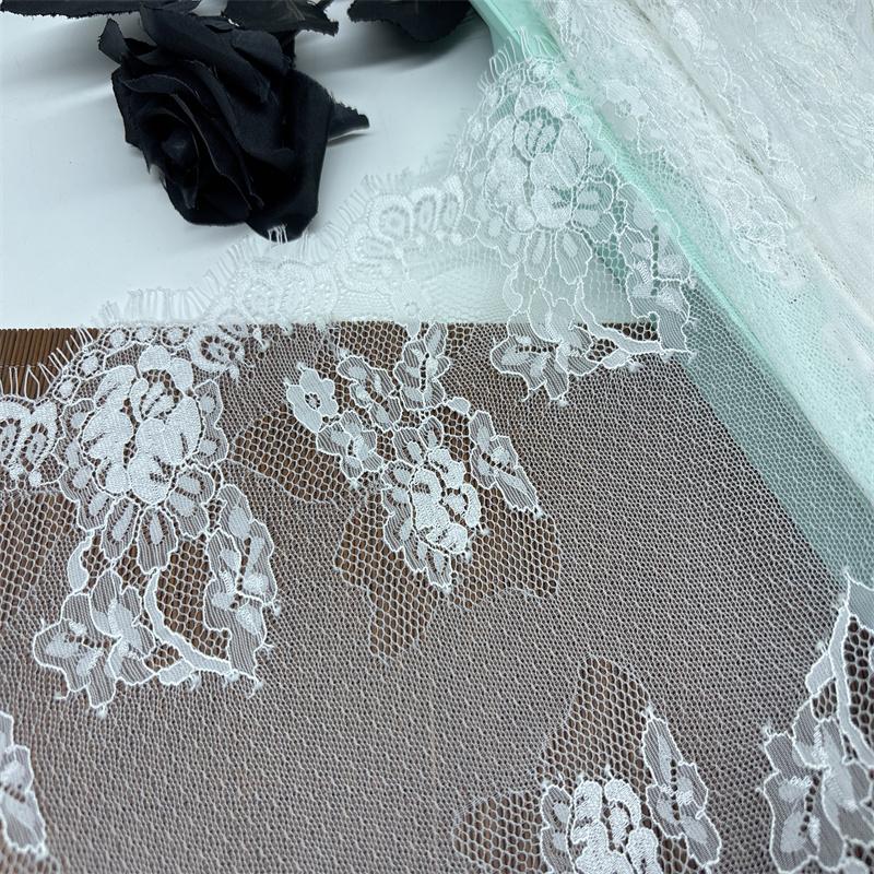 3m X 30.5cm White French Chantilly Lace, Non-stretch Eyelash Lace Fabric for Sewing, Bra, Underwear, Lingerie, Dress, Garment, Crafting