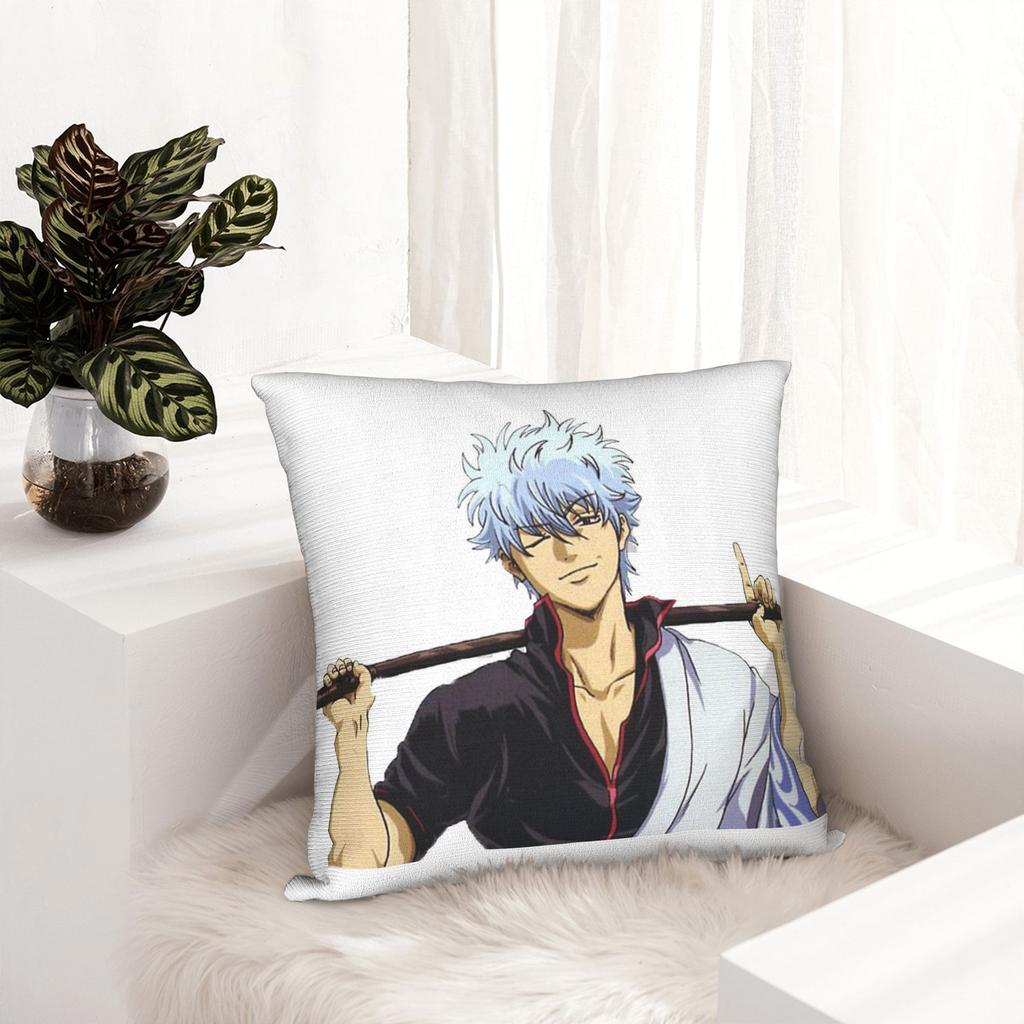 Gintoki Cool Pillowcase Printed Polyester Cushion Cover Gift Gintama Anime Japan Throw Pillow Case Cover Home Drop Shipping 18''