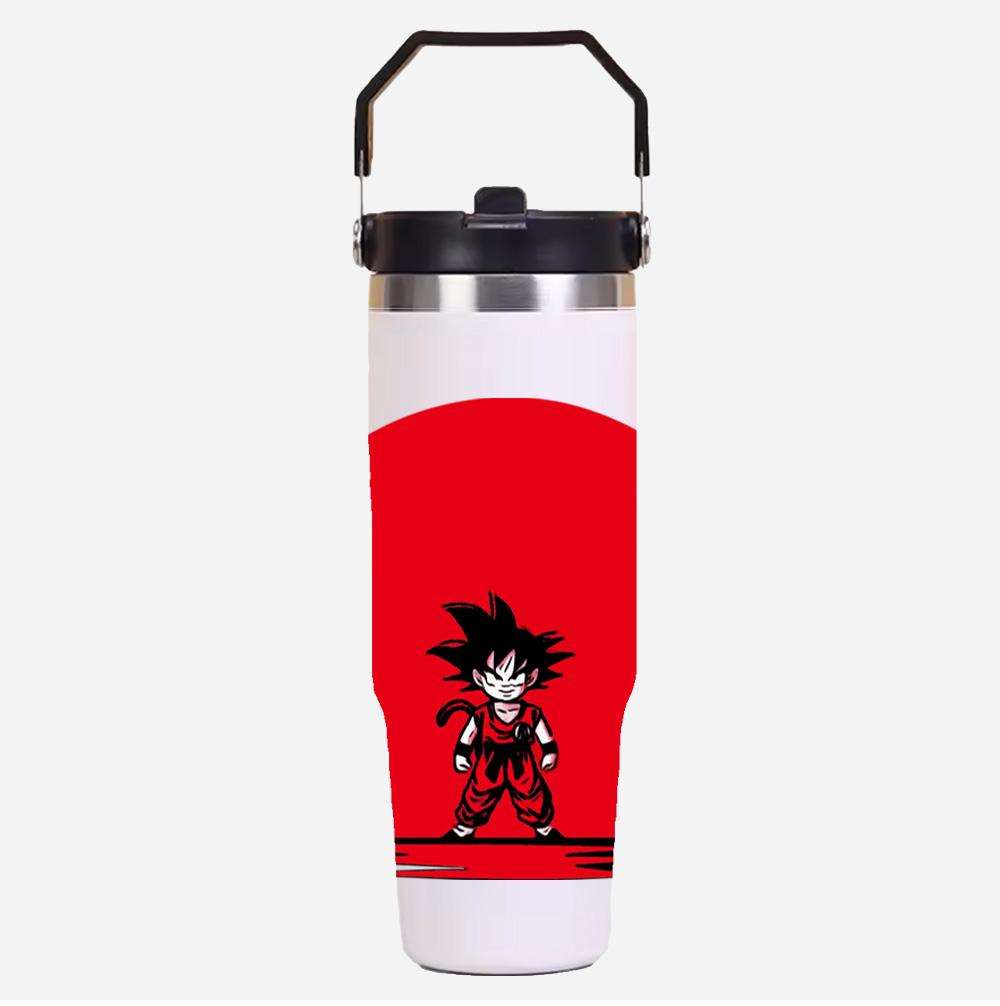 30oz Anime Printed Portable Car Cup Stainless Steel Thermos Cup with Straw Travel Sport Water Bottle Handle Coffee Vacuum Flask