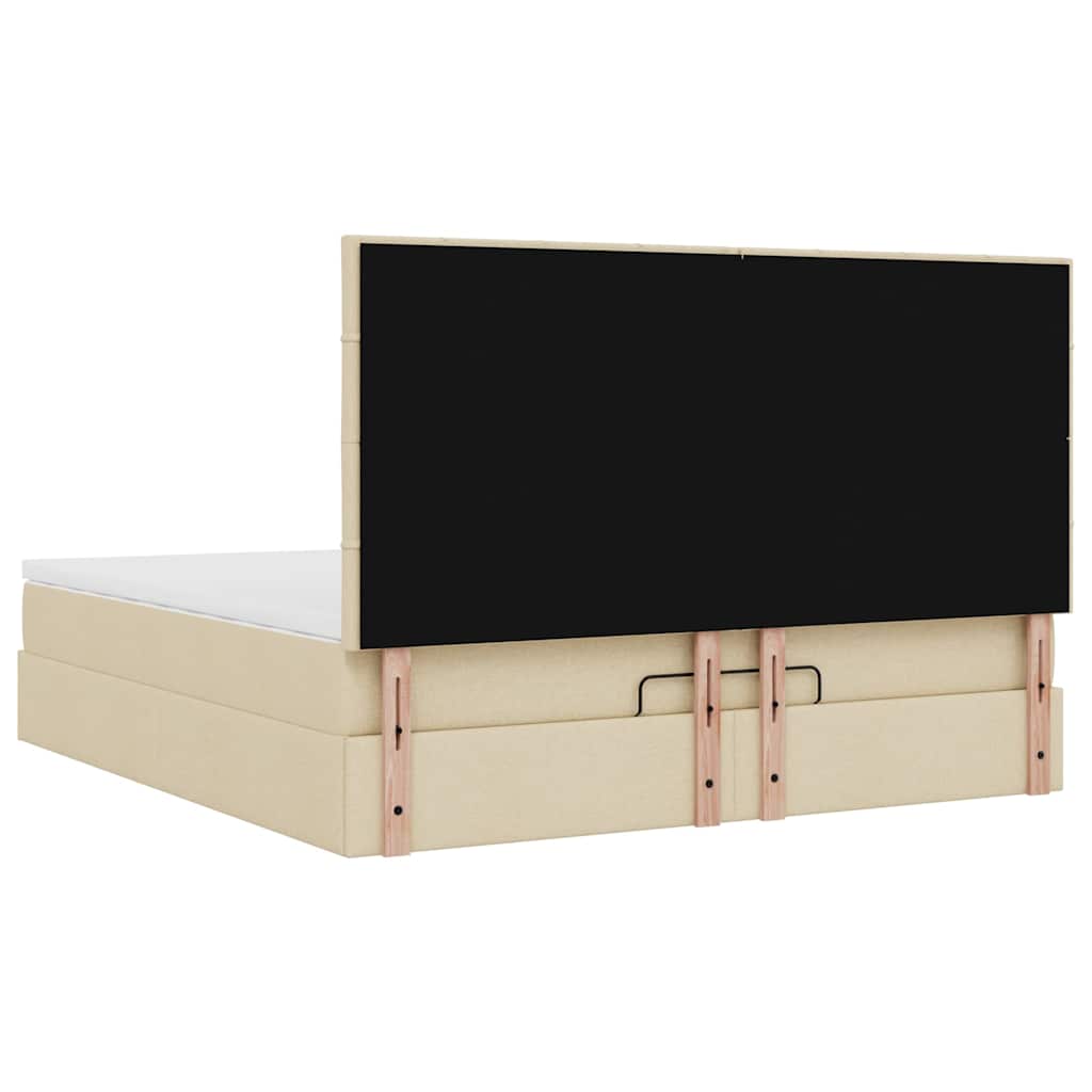 Enjoy Restful Nights with This Ottoman Bed with Mattress and LEDs In Cream Color 160x200 Cm Fabric