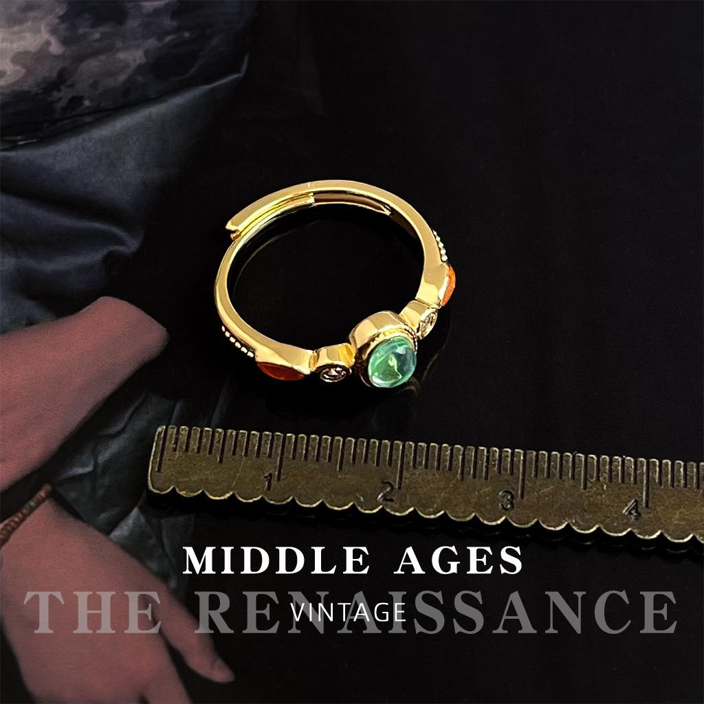 

Literature and art court style zir*****il drop ring opening adjustable index finger ring woman зелений