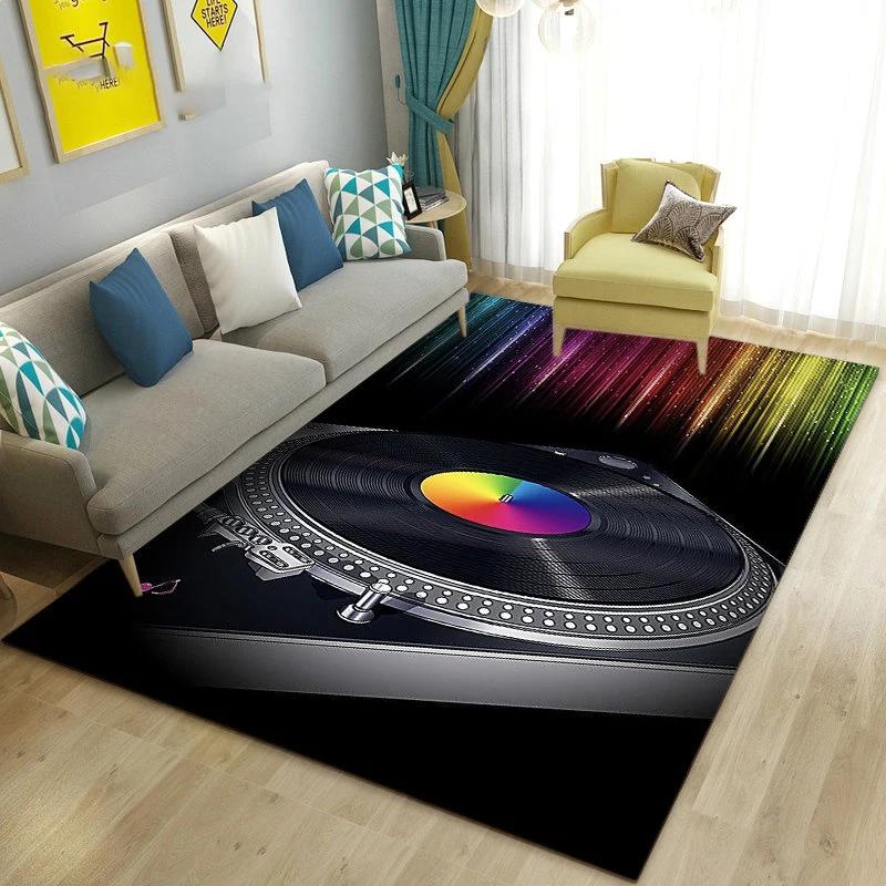 3D Vintage Classical Music Vinyl Record Area Rug Carpet Living Room Decor Bedroom Sofa Carpets Bedside Non-slip Mat Doormat