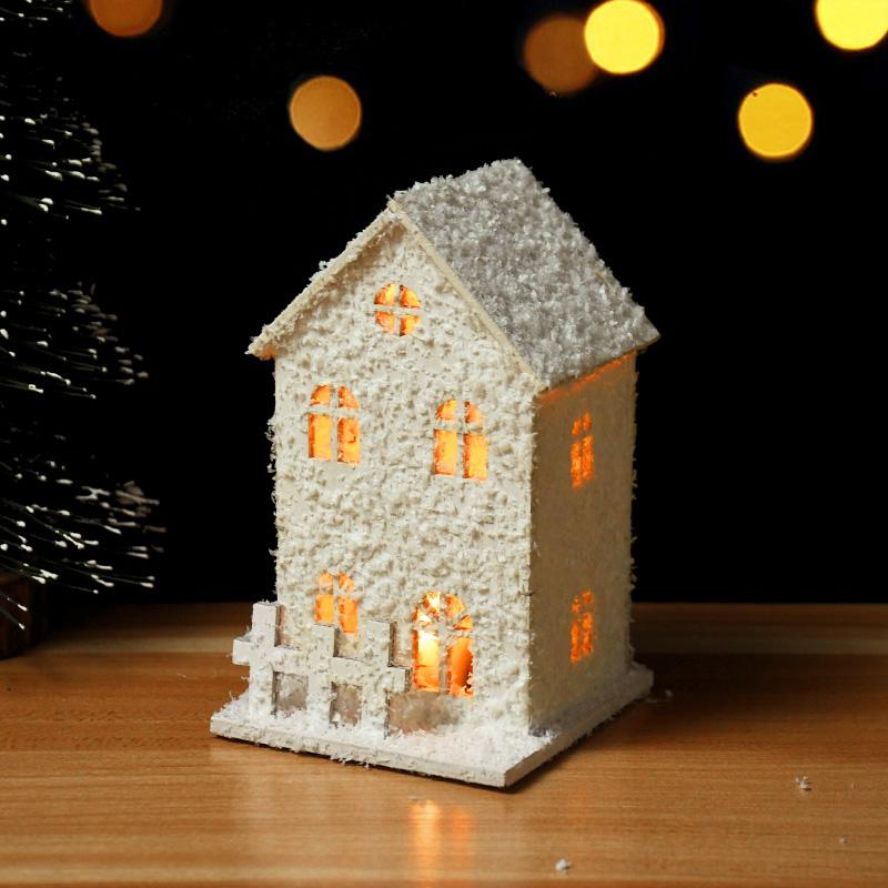 2025 Christmas Led Light Wooden House with Snowflake Luminous Cabin Christmas Decorations For Home Xmas Ornament New Year Gifts