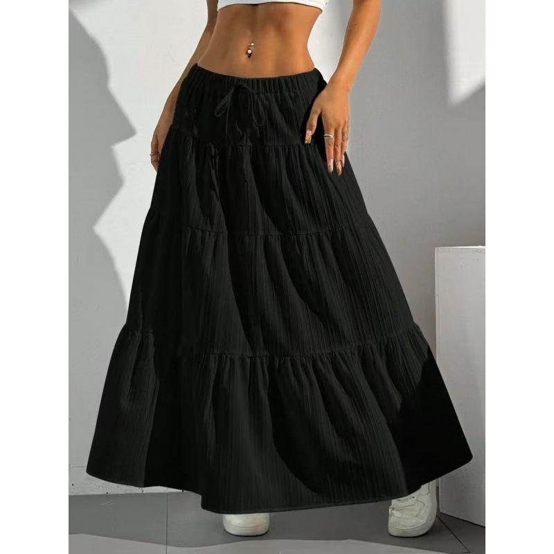 European Style Spring and Summer Women Clothing Midi Skirt Color Block Loose Fit Maxi Dress XL чёрный