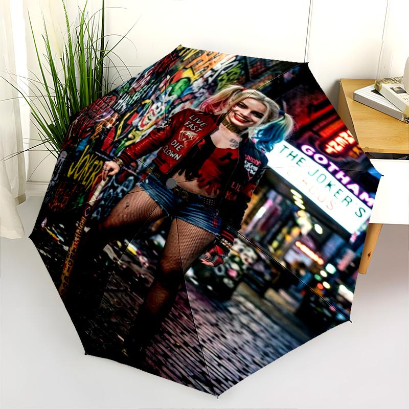 Harlequin Queen'S Grin Folding Umbrella Durable Travel Outdoor Three Folds Printing