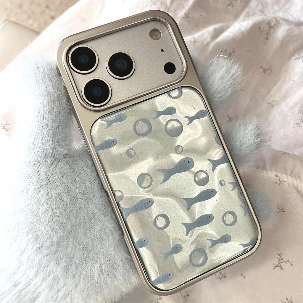 Electroplated Bubble Fish iPhone 14/13 ProMax Case, Drop-Proof Full Coverage