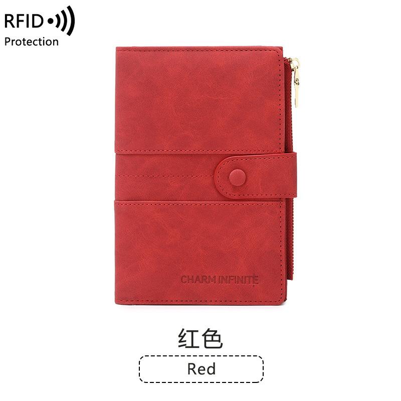 Mode PU Leder Reißverschluss Geldbörsen RFID Kreditkartenhalter Große Kapazität Vintage Minimalismus Damen Geldbörsen Lässige Geldbörse