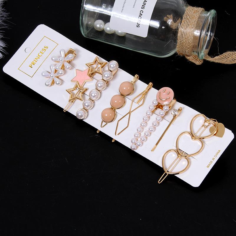 High End Pearl Material Heart Star Cute Women Girls Hair Accessories Gift Princess Women Hair Clips Set