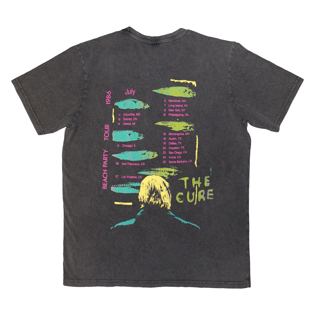 The Cure Unisex Adult Beach Party Tour Â´86 Back Print Stone Wash T-Shirt