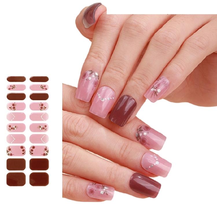 Nails Polish Stickers Semi Cured Gels Nail Strips Light Required Gels Wraps