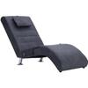 VidaXL Massage Lounge Chair with Pillow Grey Faux Suede Leather