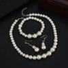 Fashion Pearl Beaded Chain Drop Earrings Women White Faux Pearl Necklace Bracelet Jewelry Set Gift for Sisters Friends