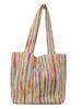 Stylish Large Capacity Women's Shoulder Bag With Colorful Rainbow Stripes And Embroidery