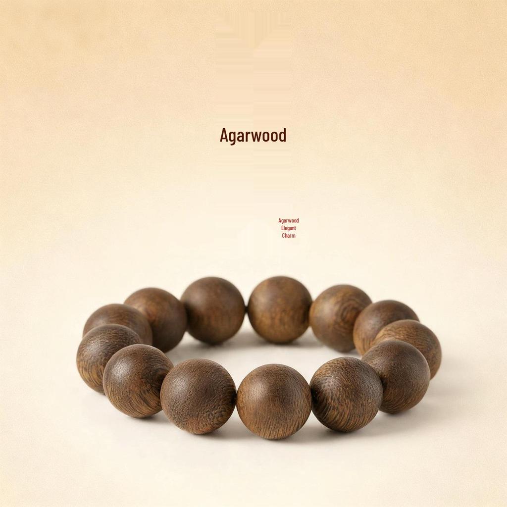Natural Kynam Agarwood 108-Bead Multi-Strand Prayer Bracelet for Women and Men