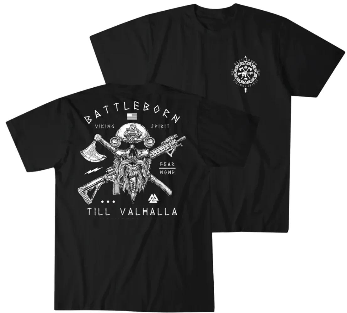 

Футболка Til Valhalla Warrior Spirit Battleborn Military Grunt Tactics из 100% хлопка с круглым вырезом и коротким рукавом, повседневная мужская футболка 4XL