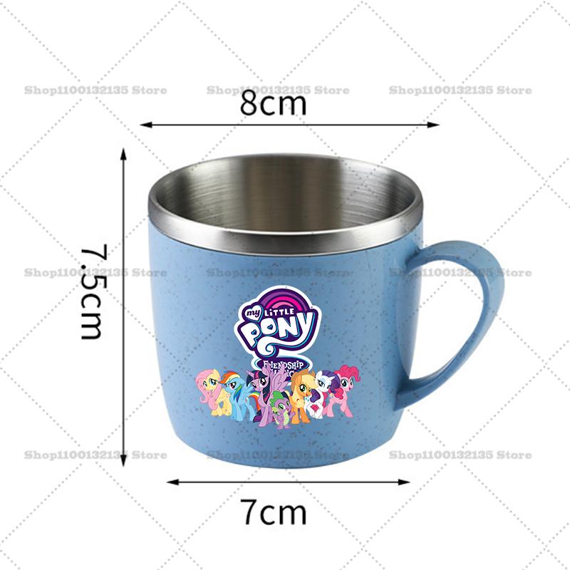 My Little Pony Water Bottle Kawaii Stainless Steel Cups Handle Coffee Milk Mug Tea Drink Home Office Gift Women for Kid Friendly Entertaining Fun Play