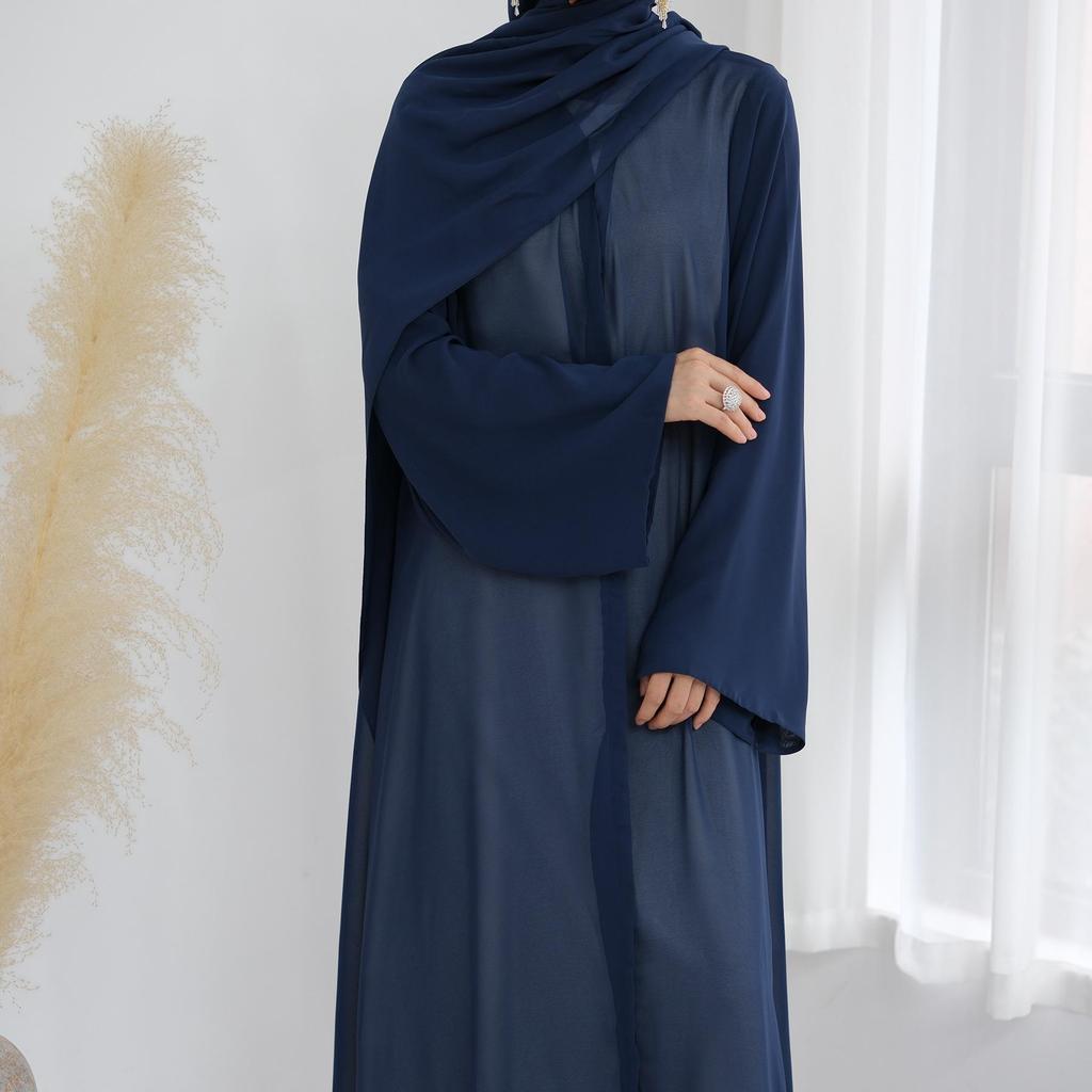 Loriya Summer Double Sleeve Chiffon Cardigan with Headscarf - LR842