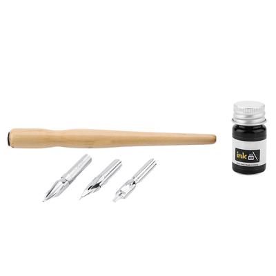 Comic Pen Set 3 Nibs 1 Wood Holder 1 Ink Calligraphy Drawing Art Supplies School Stationery
